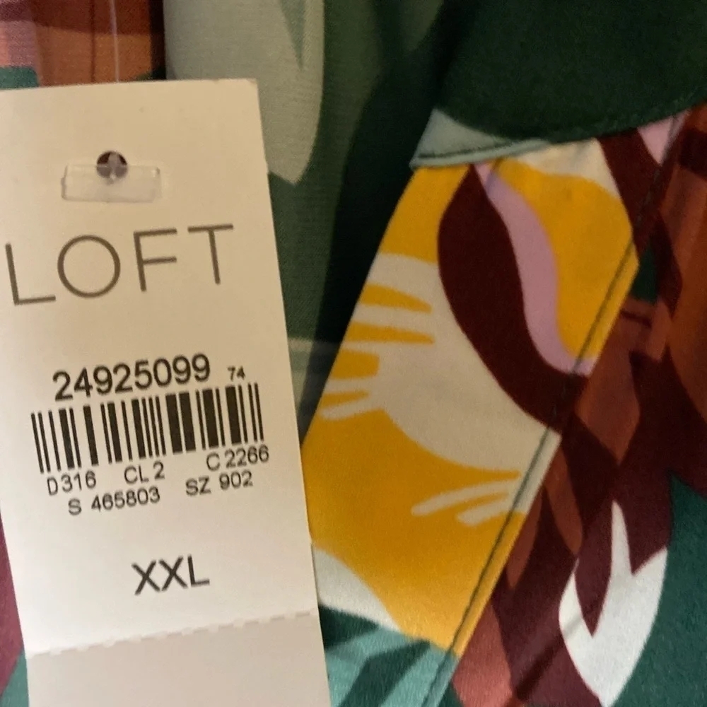 Loft Fit & Flare Dress Women Plus Size Multi Floral V Neck Button Drawstring XXL - Picture 13 of 15